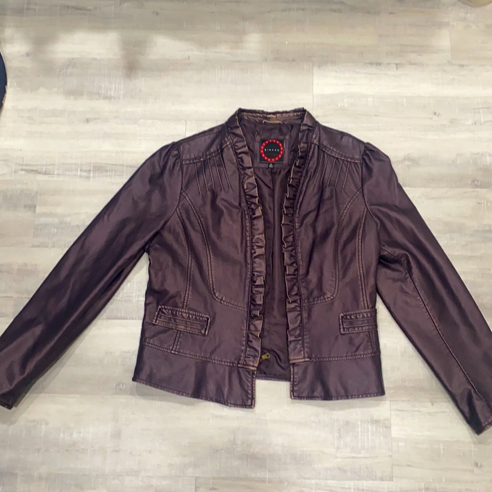 Brown Faux Leather Giacca Jacket